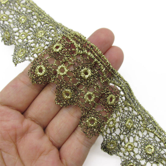 Metallic Circle Lace - Dark Gold - 60mm - by the metre - 9805