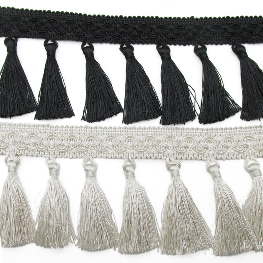Fancy Gimp Braid with Tassel Fringe - 9cm - by the metre - 7982
