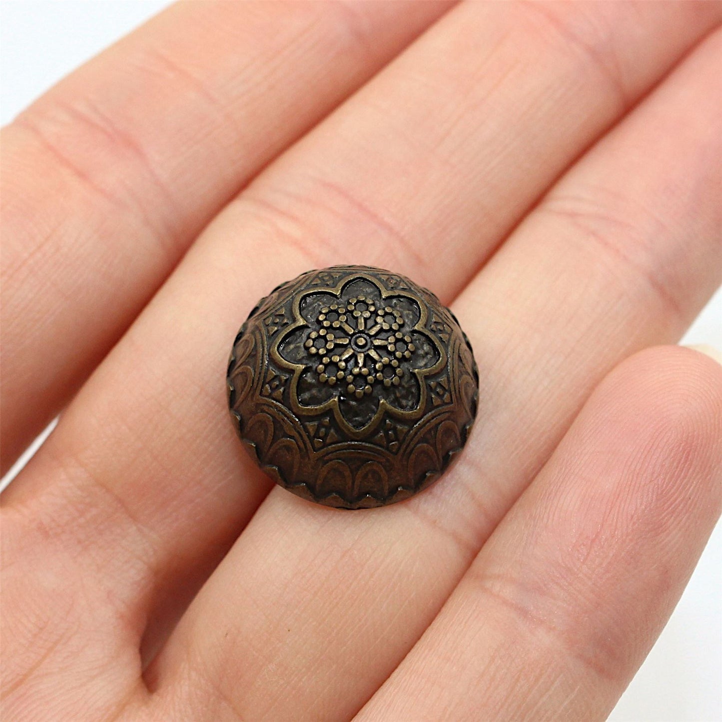 Domed Decorative Flower Metal Button 4410