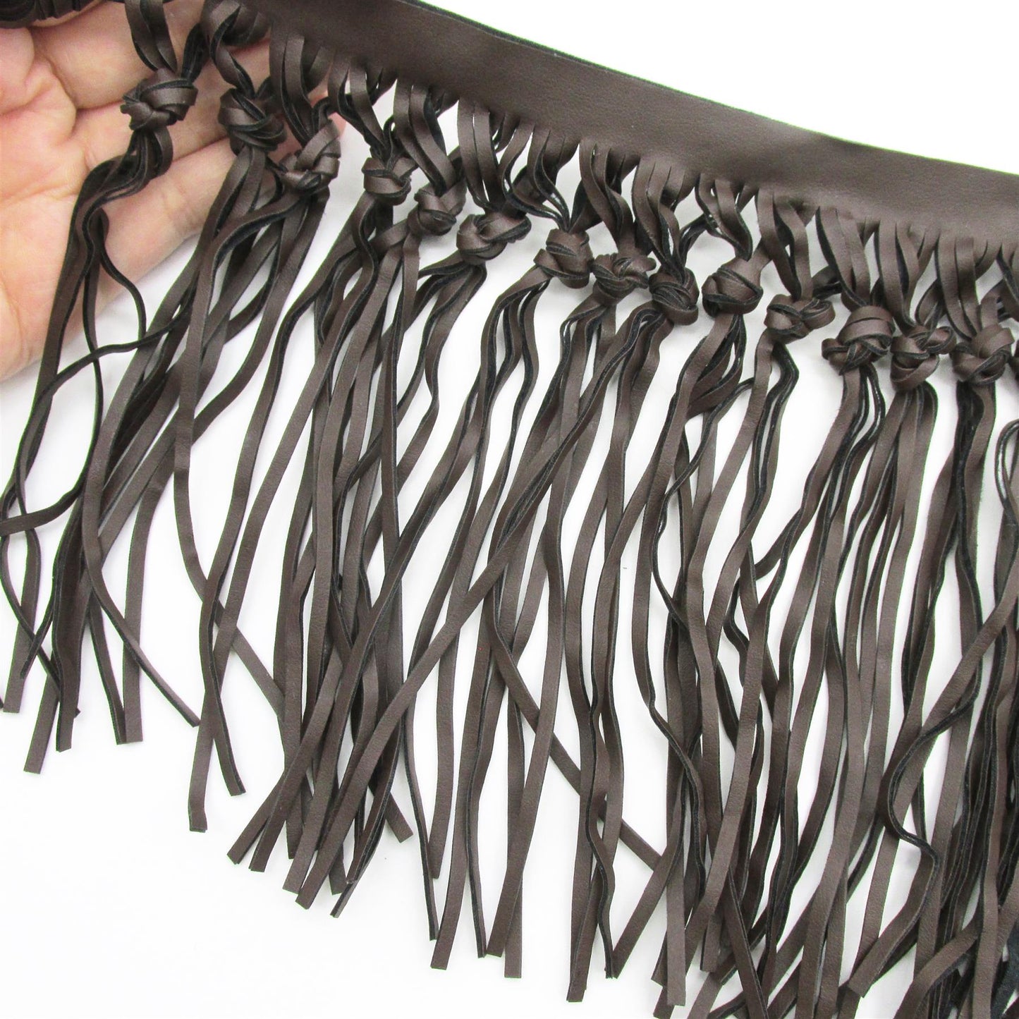 Faux Leather Knot Fringe 17cm 6390