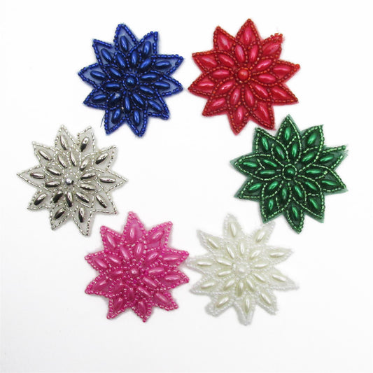 Beaded Flower Head Motif - 60mm - 7461