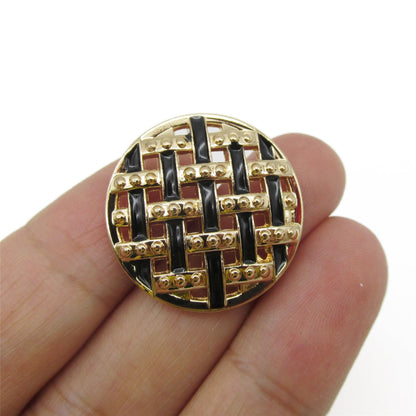 Basket Weave Enamelled Metal Button - 6564