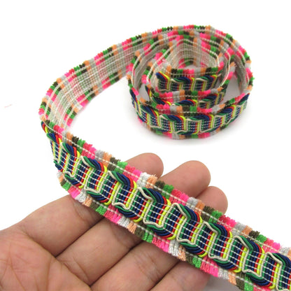 Multi Colour Tufted Edge Braid 24mm 0985