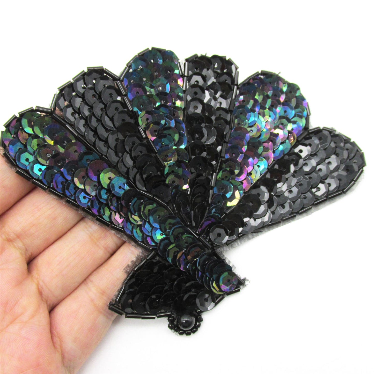 Fan Shape Sequin Motif - 12cm - 9425