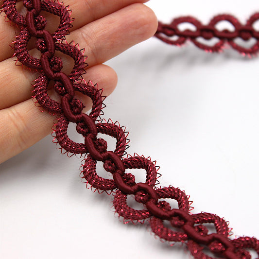 Wavy Gimp Braid With Lurex Wine 20mm 5494