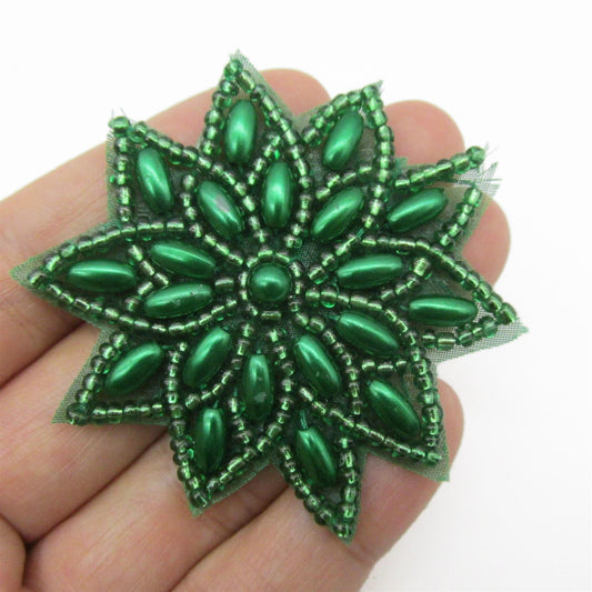Beaded Flower Head Motif - 60mm - 7461