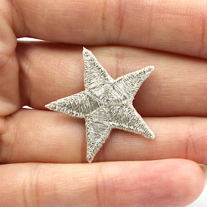 Pair Of Metallic Iron-On Star Motifs 7680