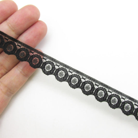 Narrow Circle Design Lace - Black - 12mm - 5464