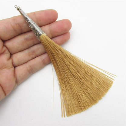 Silky Tassel with Ornate Metal Cap - 13cm - 7597