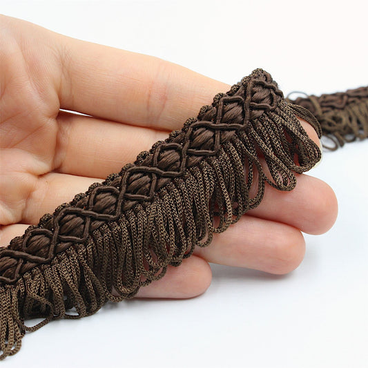 Vintage Gimp Braid with Looped Fringe - 28mm - by the metre - 0572
