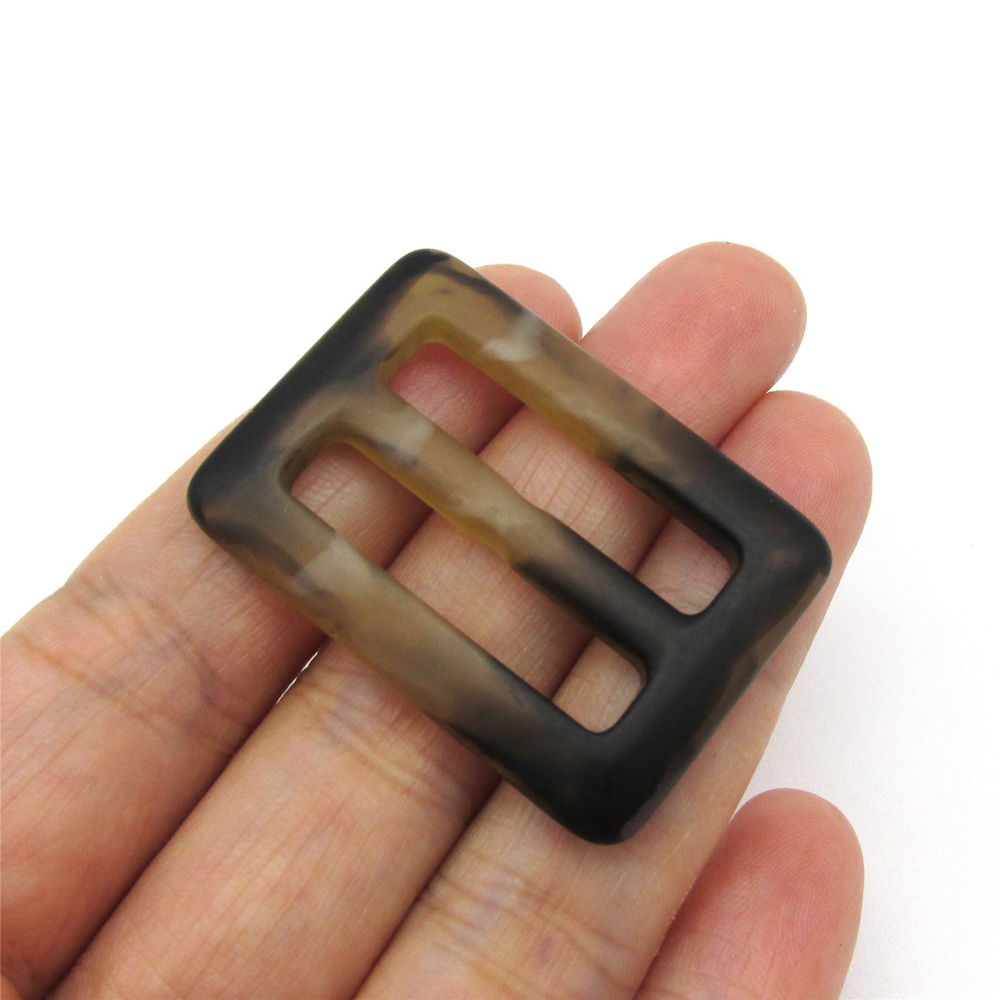 Faux Tortoise Shell Oblong Slider Buckle - 6110