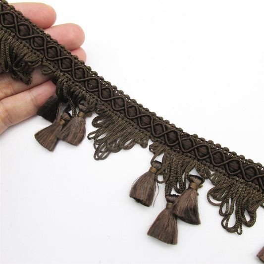 Vintage Tasselled Van Dyke Looped Fringe - by the metre - 2429
