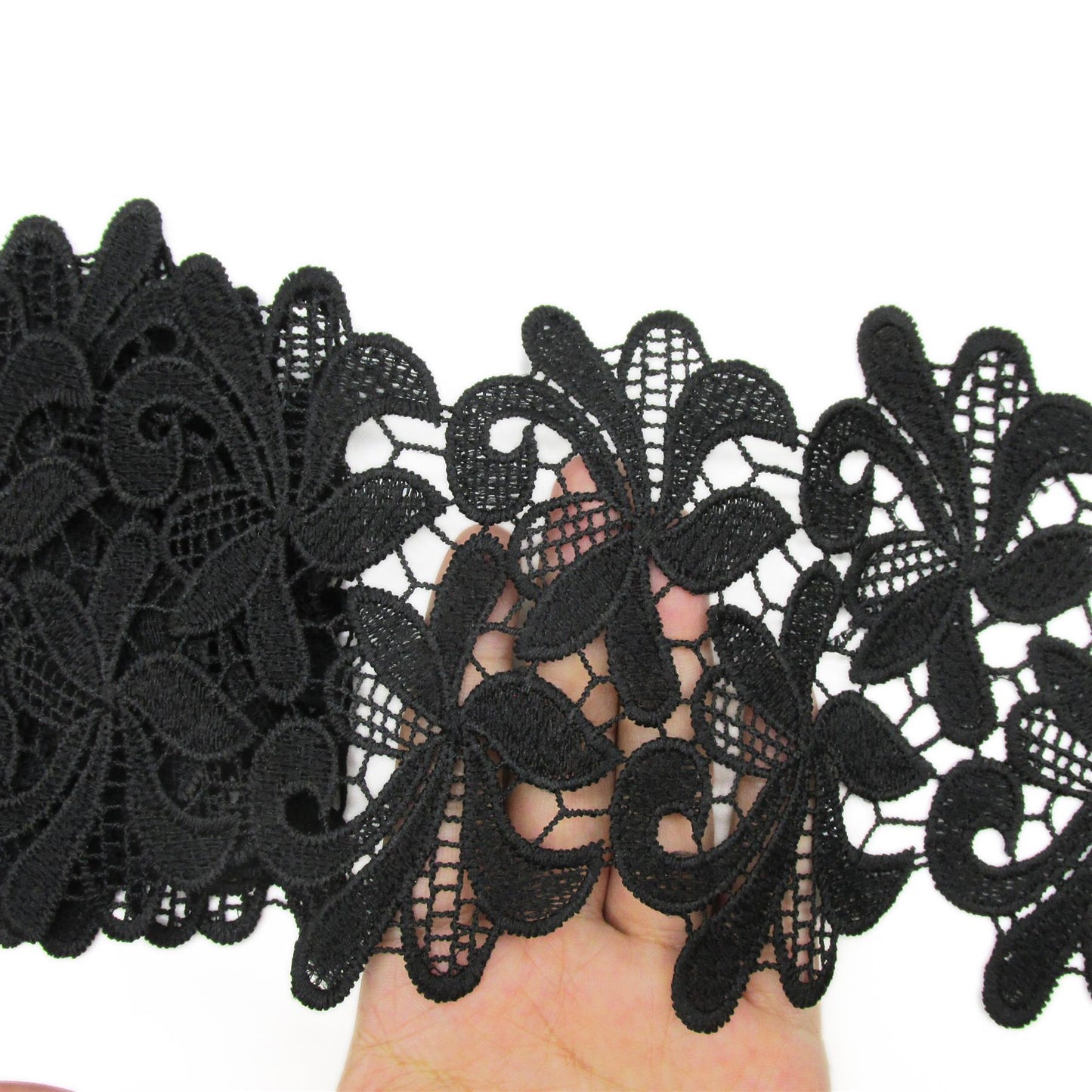 Wide Lace Trim - Black - 14cm - by the metre - 9941