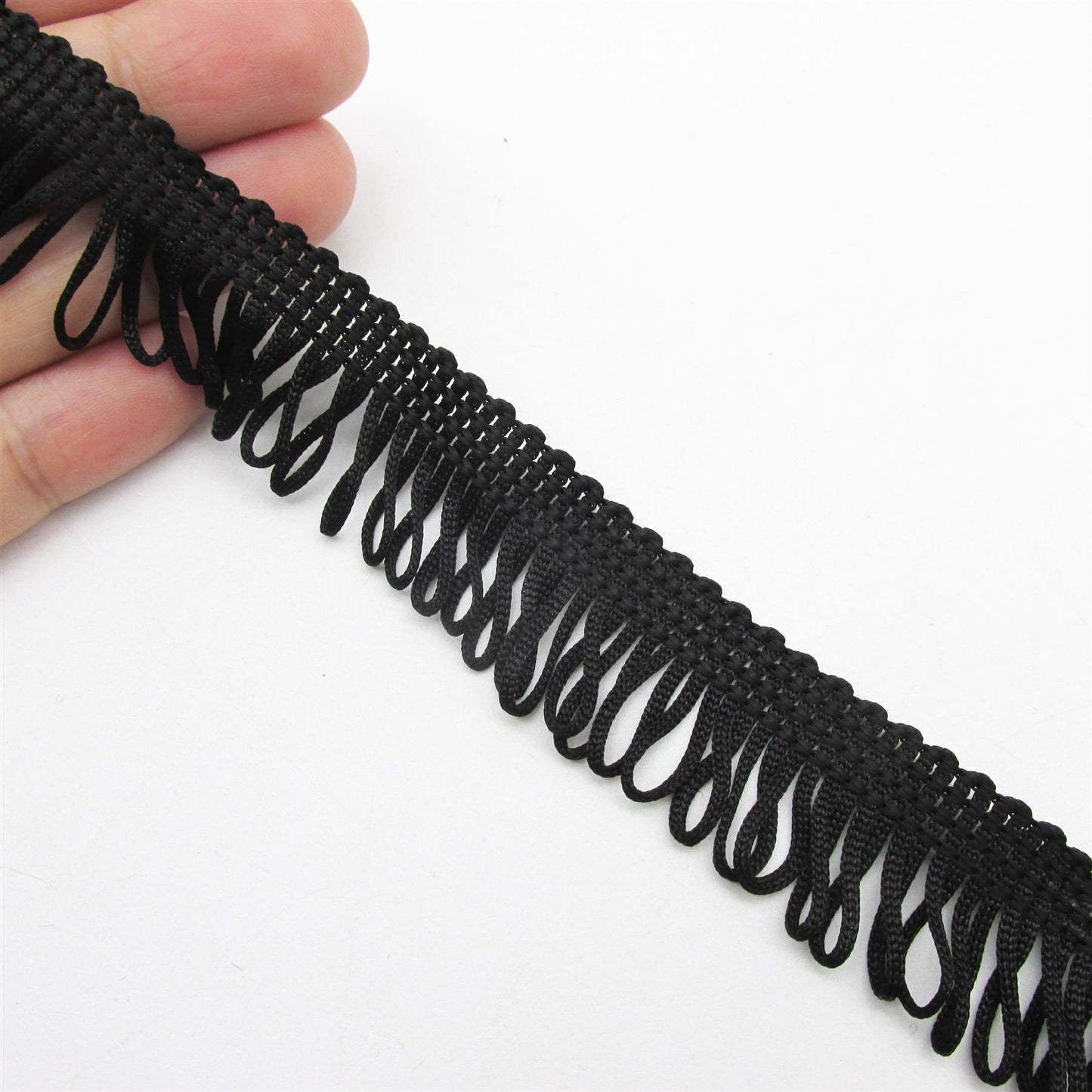 Looped Fringe - Black - 20mm - by the metre - 5397