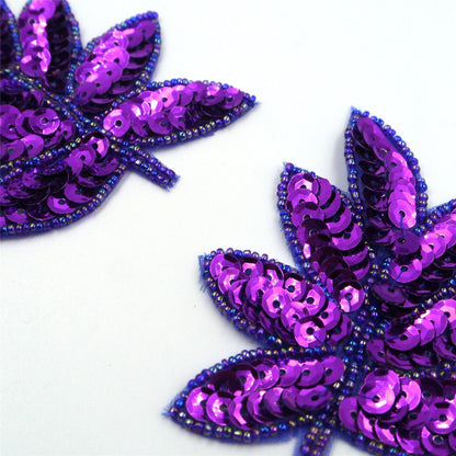 Sequin Leaf Motif Pair 9cm 7638