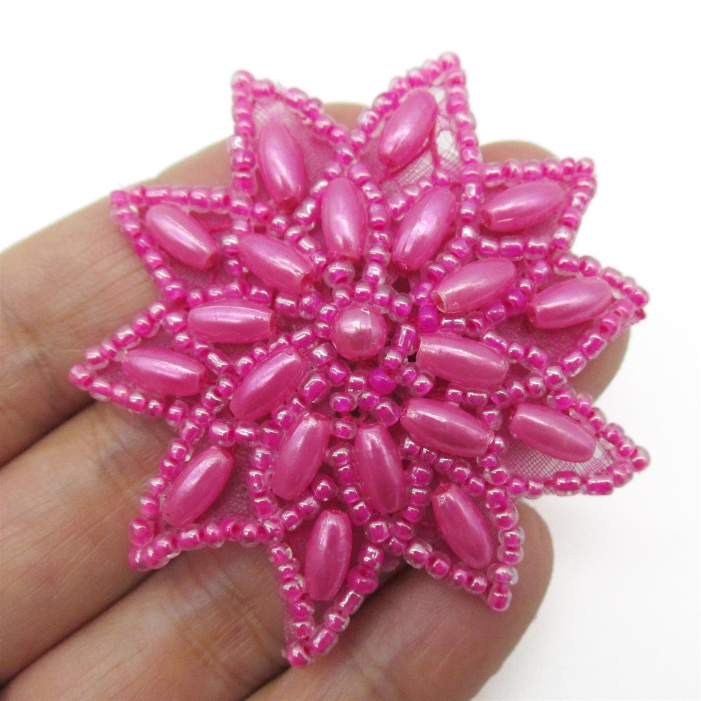 Beaded Flower Head Motif - 60mm - 7461
