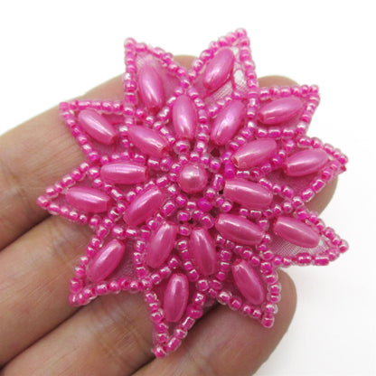 Beaded Flower Head Motif - 60mm - 7461