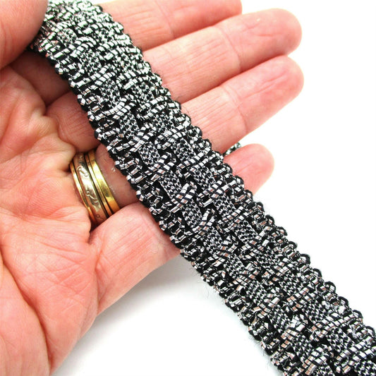 Metallic Braid with Woven Centre - 20mm - by the metre - 8034