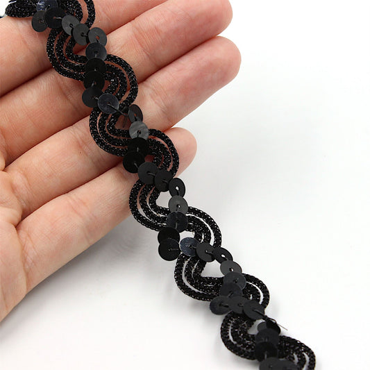 Metallic and Sequin Wiggle Trim - 15mm - by the metre - 7690