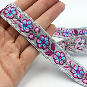 Flower Leaf And Berry Embroidered Braid 5004