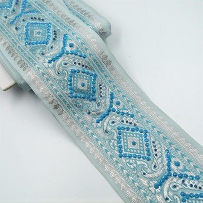 Diamond Embroidered and Sequin Braid - 90mm - by the metre - 8835