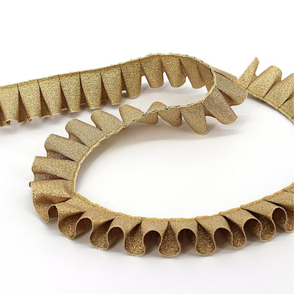 Metallic Box Pleated Ribbon - Gold - 35mm - by the metre - 5618
