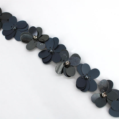 Large Sequin Flower Braid with Diamante - 30mm - by the metre - 9293