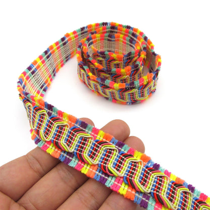 Multi Colour Tufted Edge Braid 24mm 0985