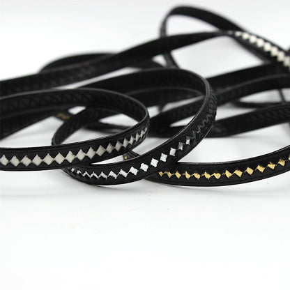 Black Patterned Leather Look Braid 10mm 8633