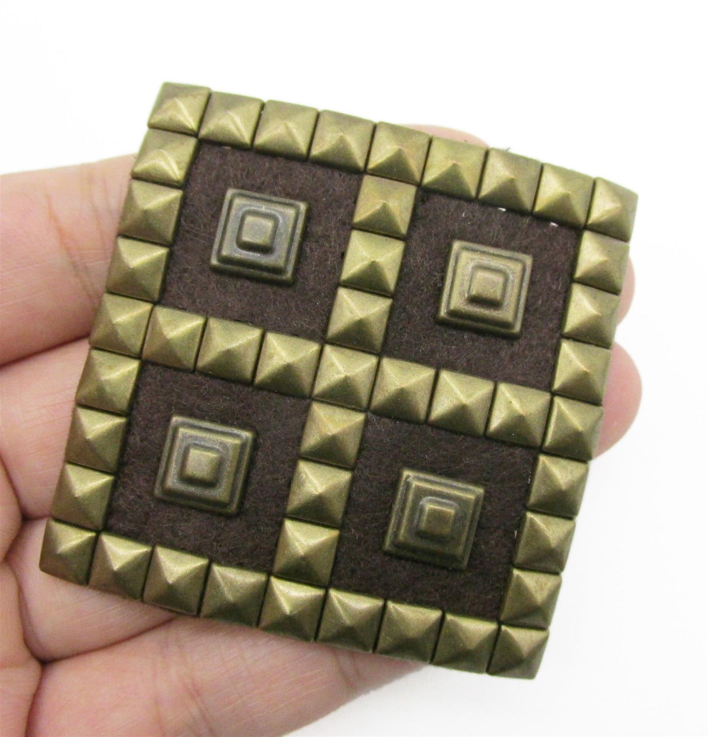 Square Motif with Brass Studs - 55mm - 9274
