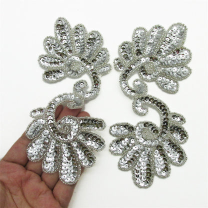 Double Fan Shaped Sequin Motifs - 165mm - Pair - 9328