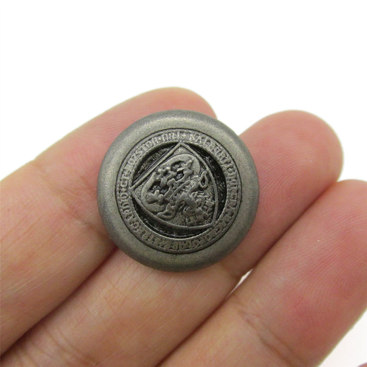 Metal Shield Crest Shank Button - Pewter - 20mm - 4397