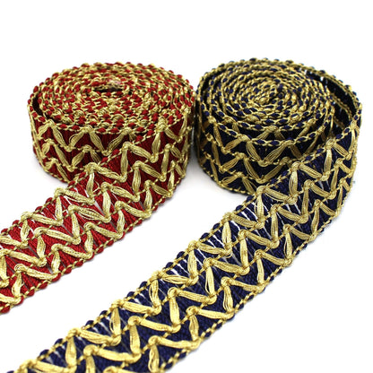 Coloured Braid With Gold Metallic Zig-Zag 7707