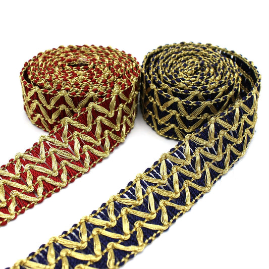 Coloured Braid With Gold Metallic Zig-Zag 7707