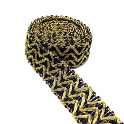 Coloured Braid With Gold Metallic Zig-Zag 7707