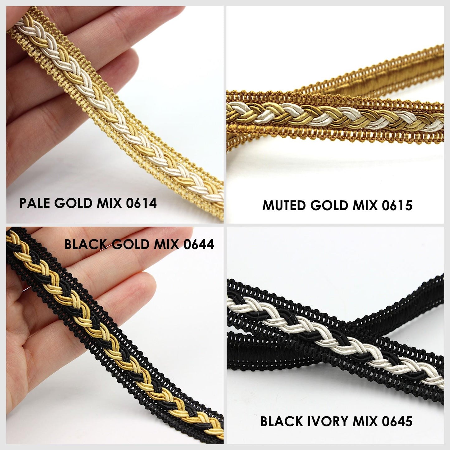 Gimp Braid with Plaited Centre - 12mm x 1m - 9844