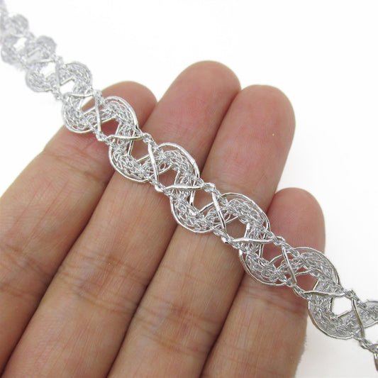 Metallic Zig-Zag Braid Silver 10mm x1m - 9723