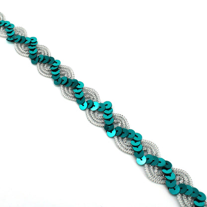 Metallic and Sequin Wiggle Trim - 15mm - by the metre - 7690