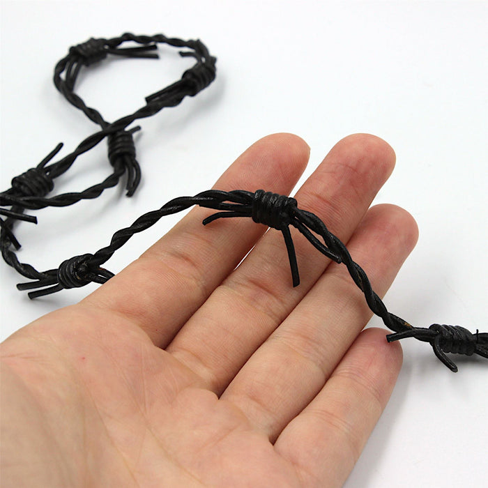 Barbed Wire Leather Thonging BLACK 8mm 9419