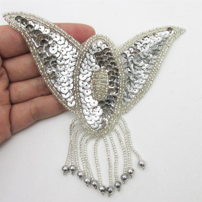 Winged Sequin Motif with Beaded Tassels - 12.5cm - 9327