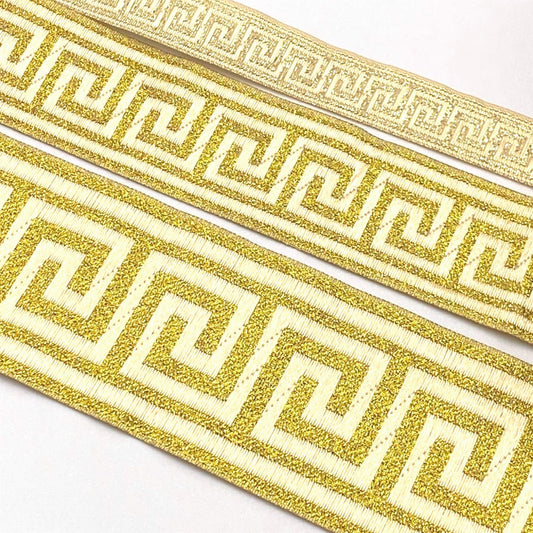 Greek Key Design Metallic Braid Gold 9863