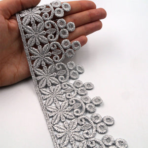 Metallic Silver Guipure Lace 70mm 6523