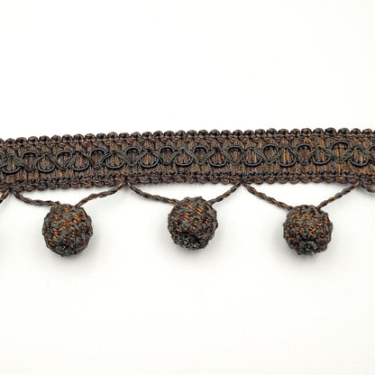 Fringe Braid With Pom-Poms Slate Copper 60mm 6895