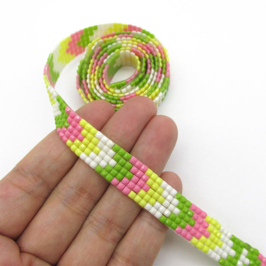 Multi Colour Mosaic Iron-on Trim - Multi - 12mm - by the metre - 6867