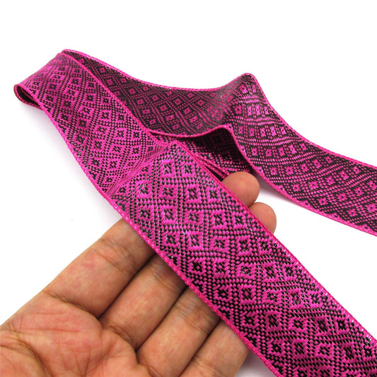 Diamond Pattern Braid Fuchsia 35mm x1m - 6354