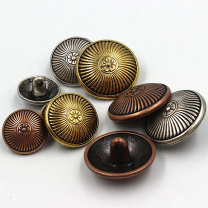 Flower With Radiating Lines Metal Button 4452