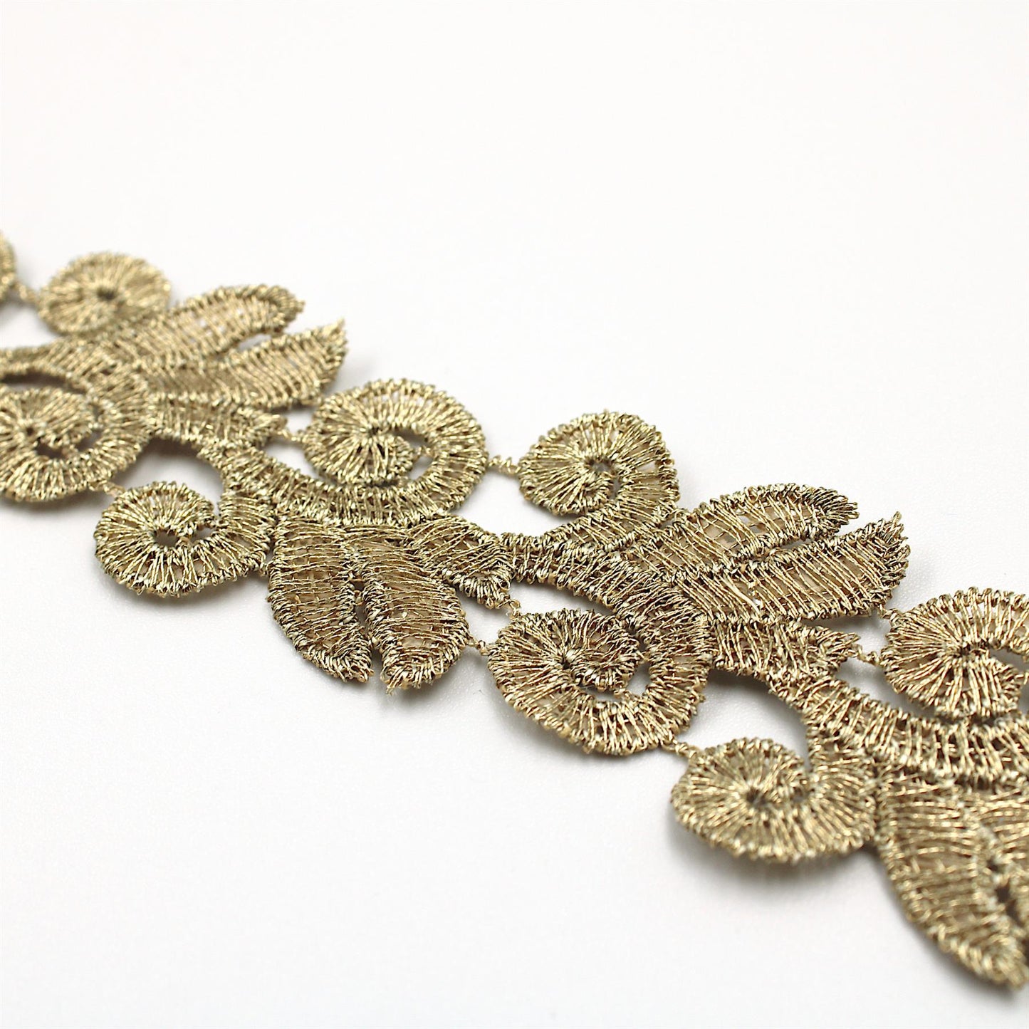 Baroque Scroll Metallic Lace - Light Gold  - 32mm - by the metre - 5593