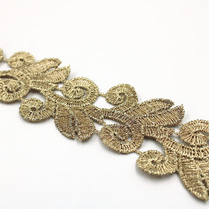 Baroque Scroll Metallic Lace - Light Gold  - 32mm - by the metre - 5593