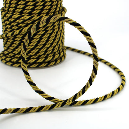 Twisted Metallic Cord - Gold Black - 6mm - by the metre - 5609