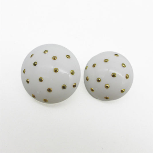 Gold Spotted White Dome Button - 5308